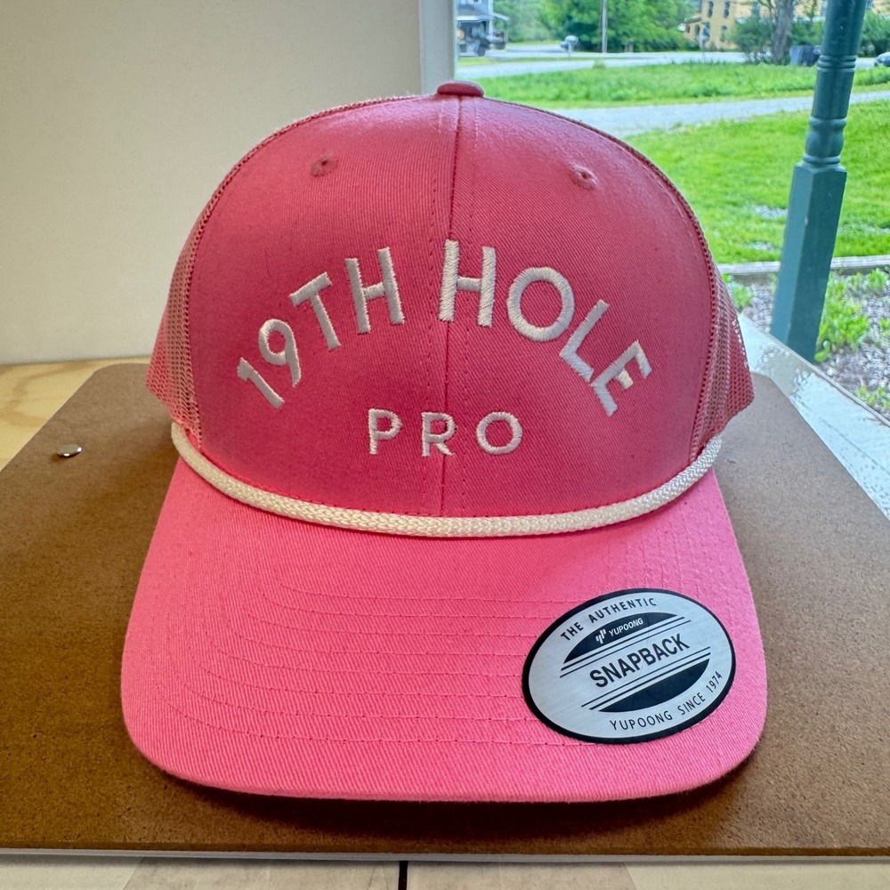 19th Hole Pro The Classics Pink Mesh Snapback Trucker Golf Hat Rope Cap OS